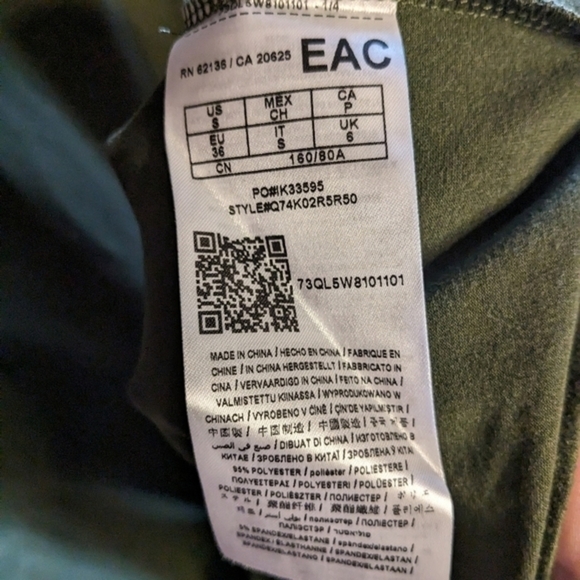 Guess‎ Small Olive Green Fitted Dress w/ a Faux Wrap Skirt & Ruching - Picture 8 of 12